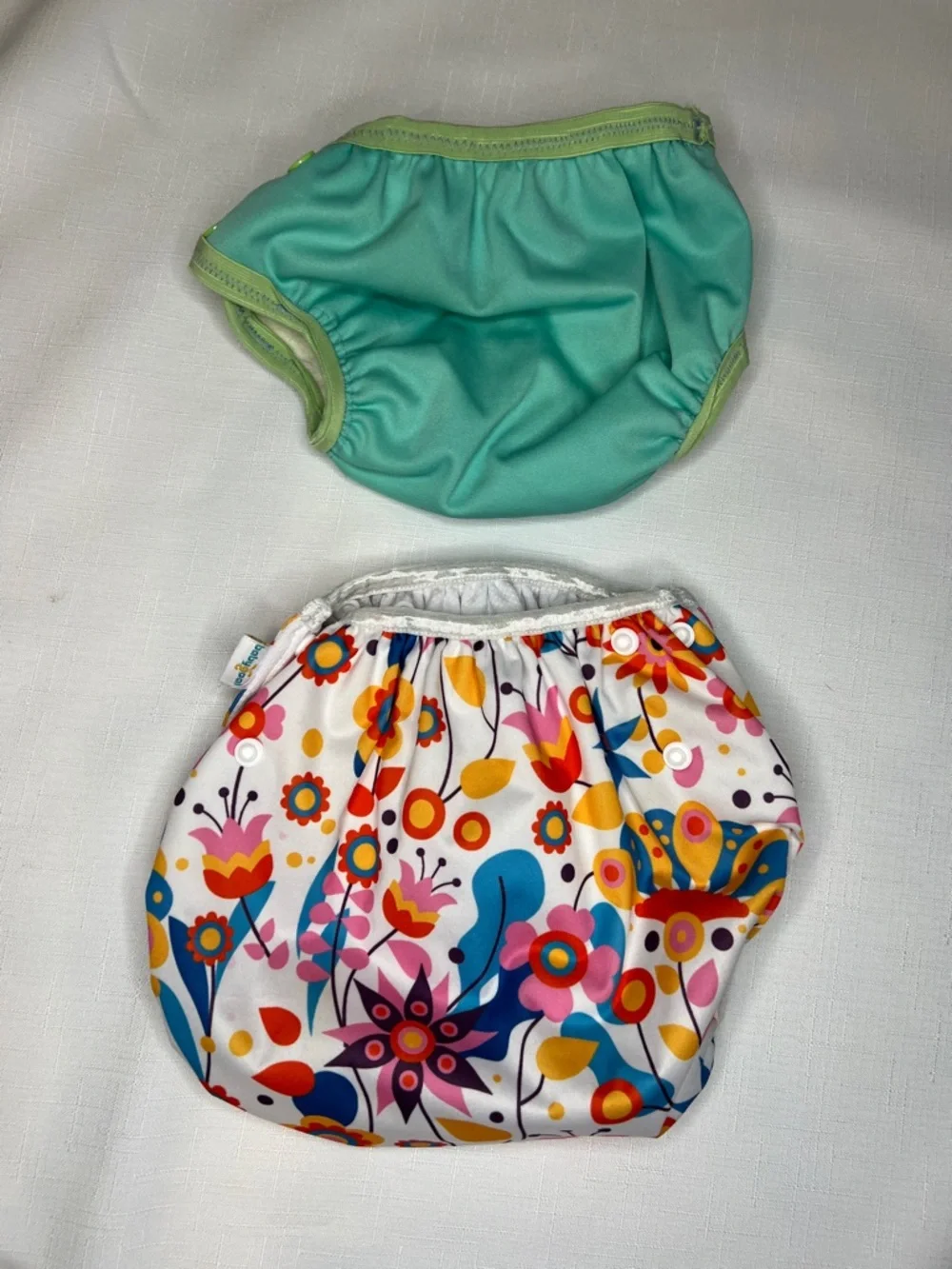 Baby Goal Folk Floral Reusable Cloth Diaper Cover & Green Cover - Lot of 2